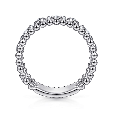 Sterling Silver Gabriel Bujukan Bead Edge 3Row Band w/White Sapphire=.51ctw Size 6.5 #LR51779SVJWS (S2301446)