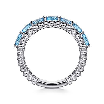 Sterling Silver Gabriel Bujukan Bead 3Row Band w/Swiss Blue Topaz=1.47ctw Size 6.5 #LR52331SVJBT (S2307217)