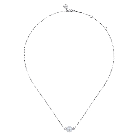 Sterling Silver Gabriel Bujukan Pearl Fashion Necklace Adjustable 15.5-17.5inch #NK7486SVJPB (S2322386)