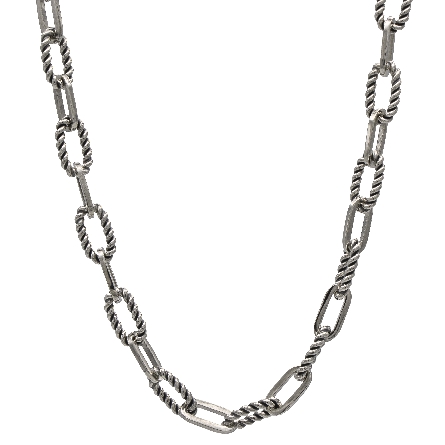 Sterling Silver Light Oxidized Phillip Gavriel 18inch Oval Paper Clip Link Spring Ring Clasp Necklace #PGRC13344-18