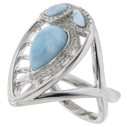 Sterling Silver Pear-Shaped Design Larimar Ring Size 6.5 Alamea#734-83-01