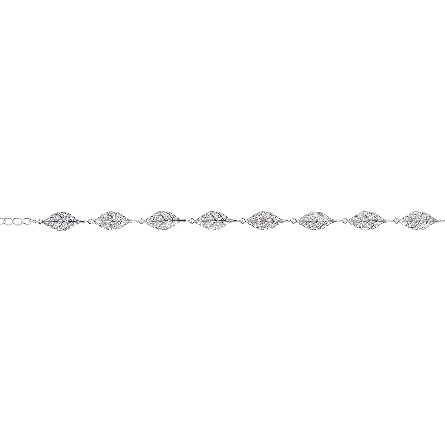 Sterling Silver 7-7.5inch CZ Maile Leaves Bracelet Alamea #261-14-01