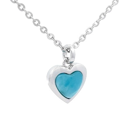 Sterling Silver Larimar Heart Pendant on 18-19inch Adjustable Chain Alamea #081-81-01