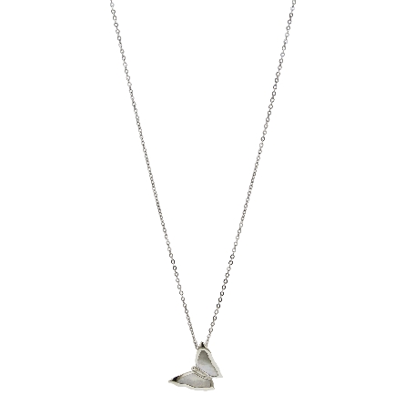Sterling Silver Mother-of-Pearl Butterfly Slide on 18-19inch Adjustable Chain Alamea #039-51-01