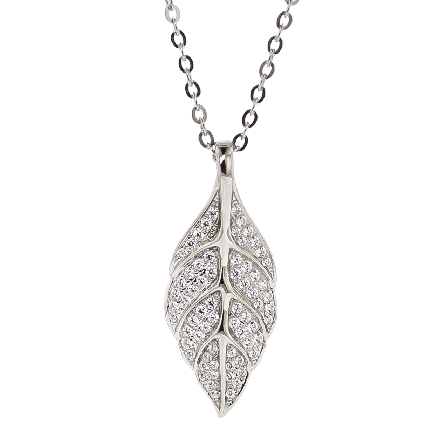 Sterling Silver Pave CZ Maile Leaf Slide on 18-19inch Adjustable Chain Alamea #261-11-01