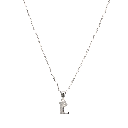 Sterling Silver Diamond Initial L Pendant on 14-16inch Adjustable Chain #SSD130-L