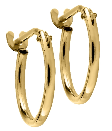 14K Yellow Gold 10mm Childs Plain Huggie Hoop Earrings #H910