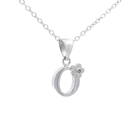 Sterling Silver Diamond Initial M Pendant on 14-16inch Adjustable Chain #SSD130-O