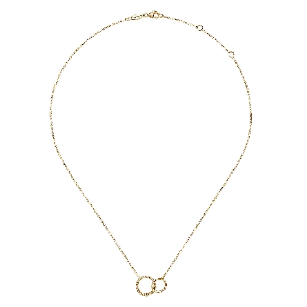 14K Yellow Gold Gabriel Bujukan 15.5-17.5inch Adjustable Beaded Double Circle Necklace #NK6388Y4JJJ (S2191144)