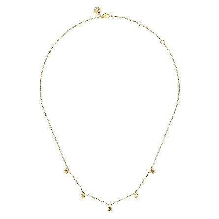 14K Yellow Gold Gabriel 15.5-17.5inch Bujukan Flower Drop Stations Necklace #NK7069Y4JJJ (S2211915)