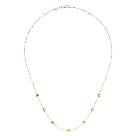 14K Yellow Gold Gabriel Bujukan 15.5-17.5inch Adjustable Bead Stations Necklace #NK6903Y4JJJ (S2272847)