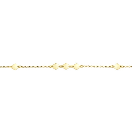 14K Yellow Gold 9.5-10inch Chain Diamond Shaped Stations Anklet Bracelet #AB943Y4JJJ (S1519740)