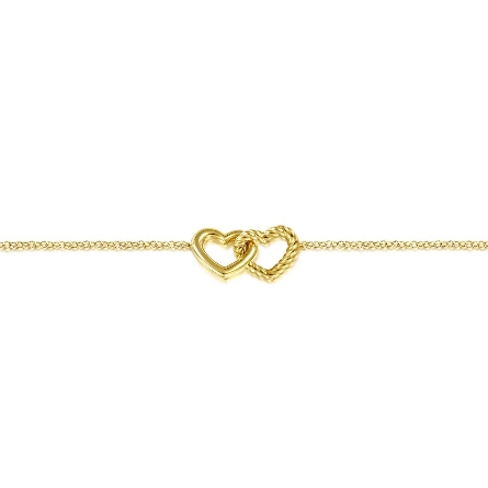 14K Yellow Gold 6.5-7inch Adjustable Gabriel Bujukan Bead Entwined Hearts Bracelet #TB4360Y4JJJ (S2167328)