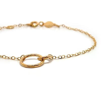 14K Yellow Gold Adjustable 6.5-7inch Interlocking Circle Station Bracelet #C20059-07