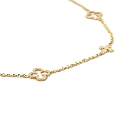 14K Yellow Gold Adjustable 6.5-7inch Clover Cable Bracelet w/Spring Ring Clasp 1.00gr #C20325-07