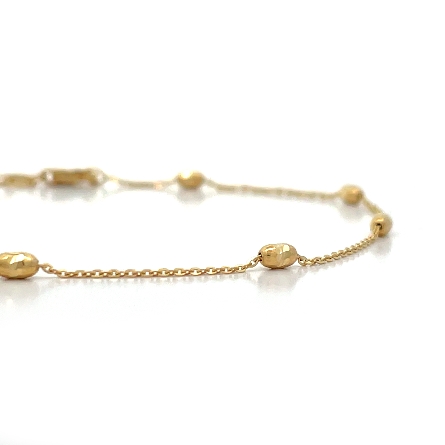 14K Yellow Gold 9inch Diamond Cut Oval Bead Chain Anklet #CBOV25-09