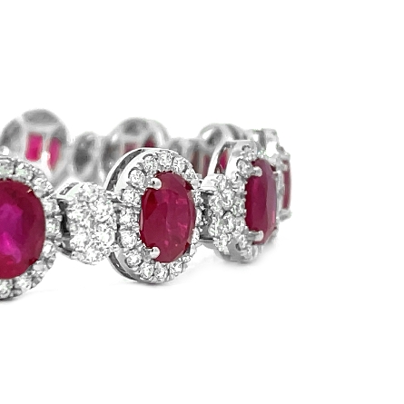 Platinum 7.25inch Oval Halo Bracelet w/Rubies=16.11ctw and Diams=4.42ctw VS2-SI2 G-H-I #BVKK