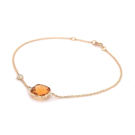 14K Yellow Gold 6.25-7inch Bezel Bracelet w/Citrine=1.77ct and 1Diam=.04ctw #55938CI1