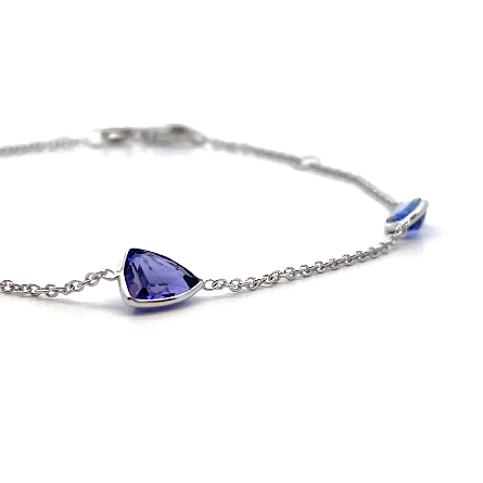 14K White Gold Adjustable 6.5-7inch By the Yard Bracelet w/4 Fancy Shape Tanzanite=2.51ctw
