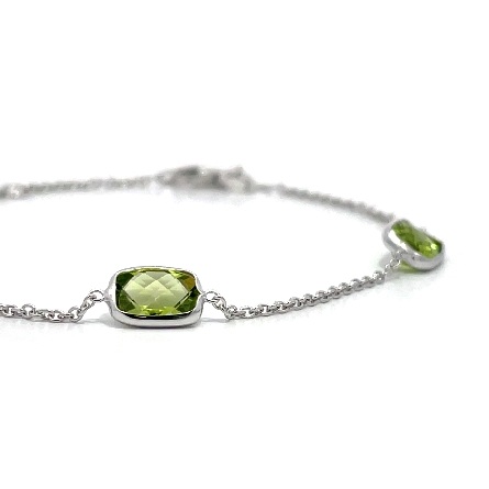 14K Yellow Gold Adjustable 6.5-7inch By the Yard Bracelet w/3 Peridot=2.88ctw