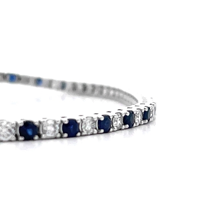 14K White Gold 7inch Alternating 4Prong Line Bracelet w/Sapphires=1.77ctw and Diams=1.47ctw SI2 G-H #BP26-003B-DBL