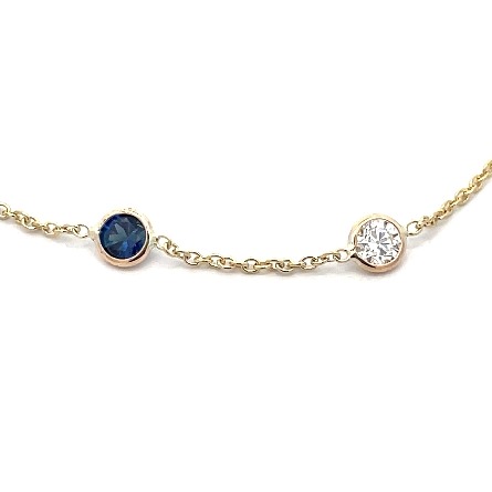 14K Yellow Gold Adjustable 6.5-7inch By the Yard Bracelet w/4 Sapphires=.80ctw and 3Diams=.54ctw SI H-I 