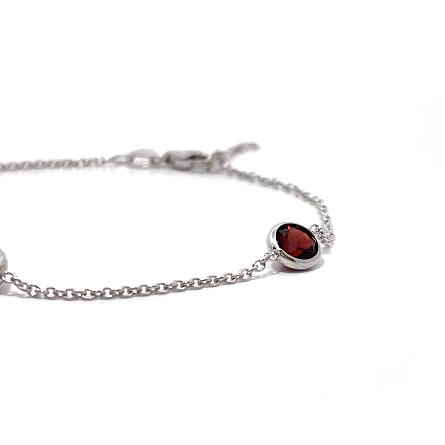 14K White Gold Adjustable 6.5-7inch By the Yard Bracelet w/3 Round Garnets=1.89ctw (5mm)