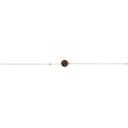 14K White Gold 6.5-7inch Adjustable Bezel Bracelet w/Garnet=3.82ct and 1Diam=.04ct SI H-I #55878GA1