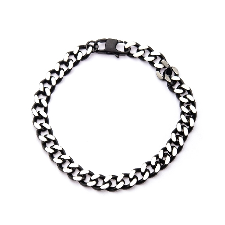 Stainless Steel Black IP 8.5inch Diamond-Cut Chain Bracelet with Lobster Claw #BR7620P
