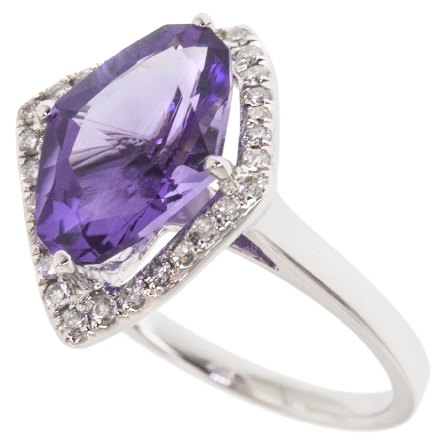 14K White Gold Fashion Ring w/Amethyst=3.17ct and 28Diams=.22ctw SI H #R10380-AME