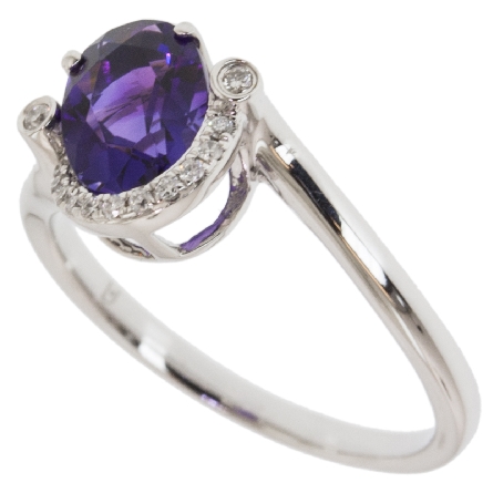 14K White Gold Fashion Ring w/Amethyst=1.15ct and 13Diams=.07ctw Size 7 #R10344-AME