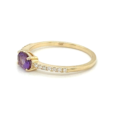 14K Yellow Gold Oval East-West Fashion Ring w/Amethyst=.48ct and 14Diams=.07ctw Size 6.5 #16473AM