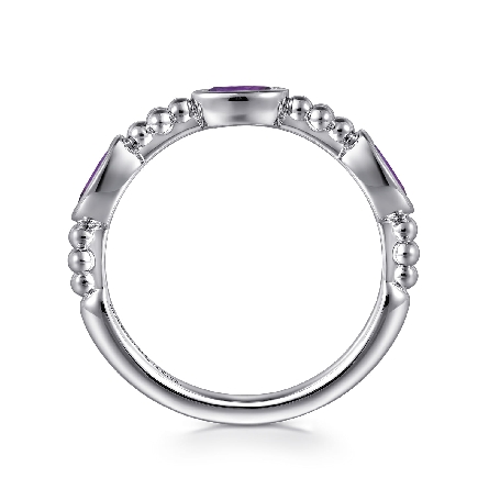 Sterling Silver Gabriel Oval Bezel Stackable Band w/Amethyst=.59ctw Size6.5 #LR52643SVJAM (S2285771)
