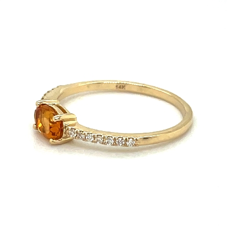 14K Yellow Gold Oval East-West Fashion Ring w/Citrine=.44ct and 14Diams=.07ctw SI H-I Size 6.5 #16473CI