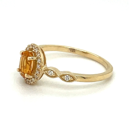14K Yellow Gold Oval Shaped Halo Fashion Ring w/Citrine=.44ct and 22Diams=.12ctw SI H-I Size 6.5 #16686CI