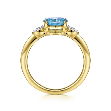 14K Yellow Gold East-West Ring w/Swiss Blue Topaz=1.16ct and Diams=.03ctw SI2 H-I Size 6.5 #LR52245Y45BT (S1411688)