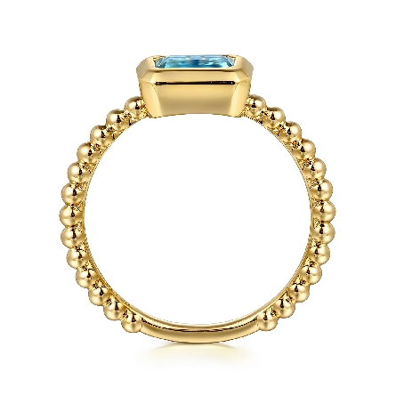 14K Yellow Gold Bezel Set Bujukan Stackable Ring w/Blue Topaz=.74ctw Size 6.5 #LR52684Y4JBT (S1955027)