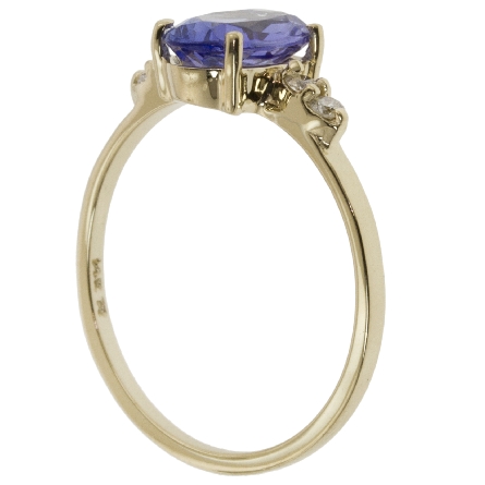 14K Yellow Gold Fashion Ring w/8x6mm Tanzanite=1.11ct and 4Diams=.08ctw SI H-I Size 6.5 #21889L