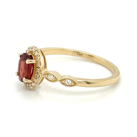 14K Yellow Gold Oval Shaped Halo Fashion Ring w/Garnet=.55ct and 22Diams=.12ctw Size 6.5 #16686GA
