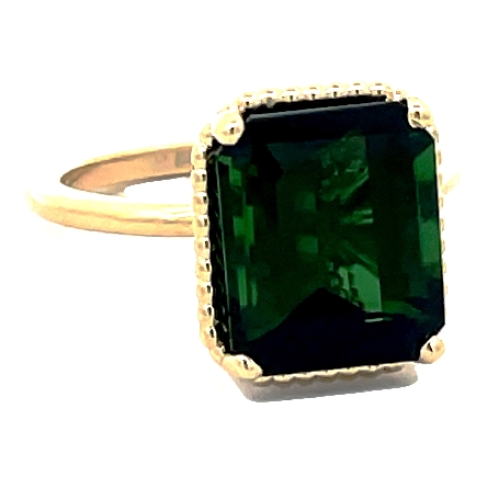 14K Yellow Gold Rope Halo Ring w/11x9mm Tourmaline=5.80ct Size 6.75 #71856
