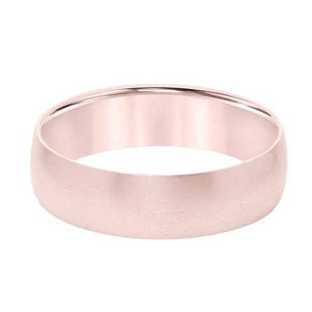 14K Rose Gold 6mm Comfort Fit Wedding Band Brushed Finish and Flat Edge Size 10 #11-8873R6