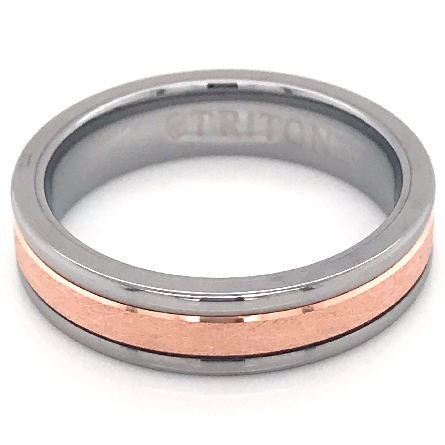14K Rose Gold and White Tungsten Carbide Primary 6mm Wedding Band Size 12 #11-2404CR6