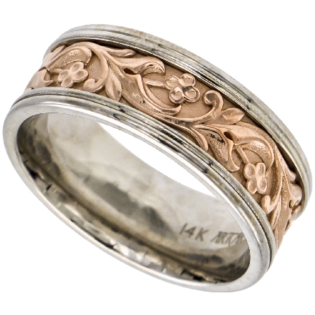 14K White (Primary) and Rose Gold 8mm Lyric Collection Carved Wedding Band Size 10 #11-WV9079WR8
