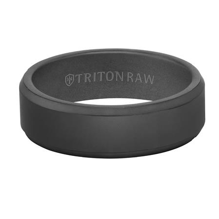 Black Raw Tungsten 7mm Bevel Edge Sandblast Finish Black Interior Wedding Band Size 10 #11-RAW0123BC7