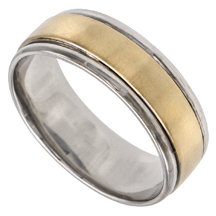 14K White Primary and Yellow Gold 7mm Brushed Finish Wedding Band Size 10 #11-8880WY7