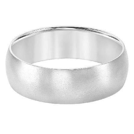 14K White Gold 7mm Low Dome Edge to Edge Brushed Wedding Band Size 9 #11-1200W7B