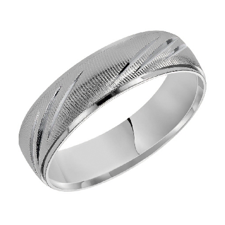 14K White Gold Diagonal Diamond-Cut Design Wedding Band Size 10 #11-6368w