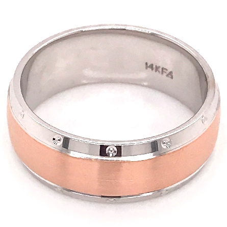 14K White Gold Primary and Rose Gold Center 8mm Wedding Band Size 10 #11-9062WR8