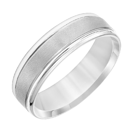 14K White Gold 6.5mm Comfort Fit Engraved Wedding Band Size 10 #11-8869W65