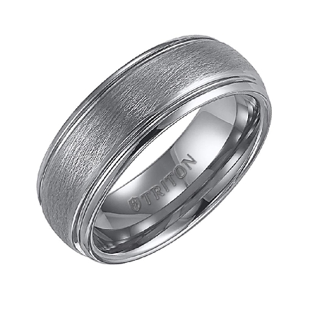 Tungsten Carbide 8mm Comfort Fit Brushed Wire Wedding Band Size 11.5 #11-4129C